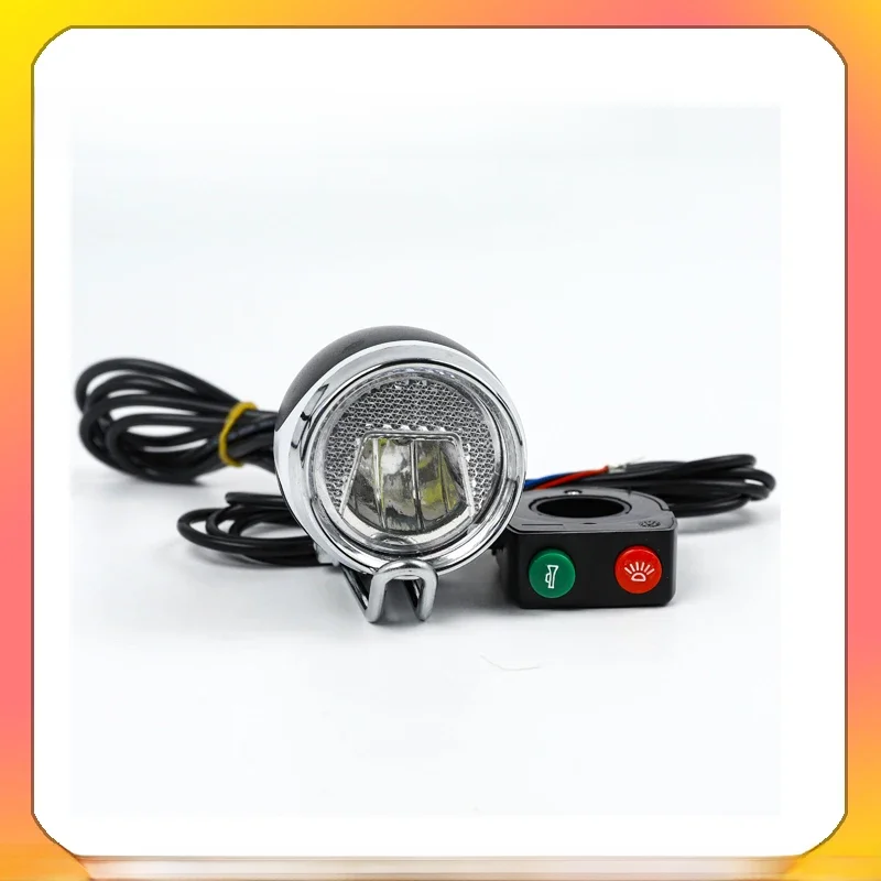 AliExpress Electric Bicycle 36V 48V 60V Horn Light 4 LED Headlight 12W Waterproof 2 in 1 Horn and Light Switch Bicycle Flashlight