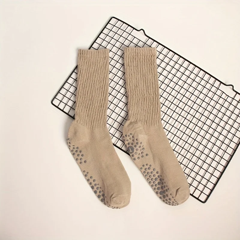 1/3 Double Stack Yoga Socks, Indoor Anti Slip, Soft, Breathable Fabric, Women's Calf Socks, Suitable for Pilates Exercise