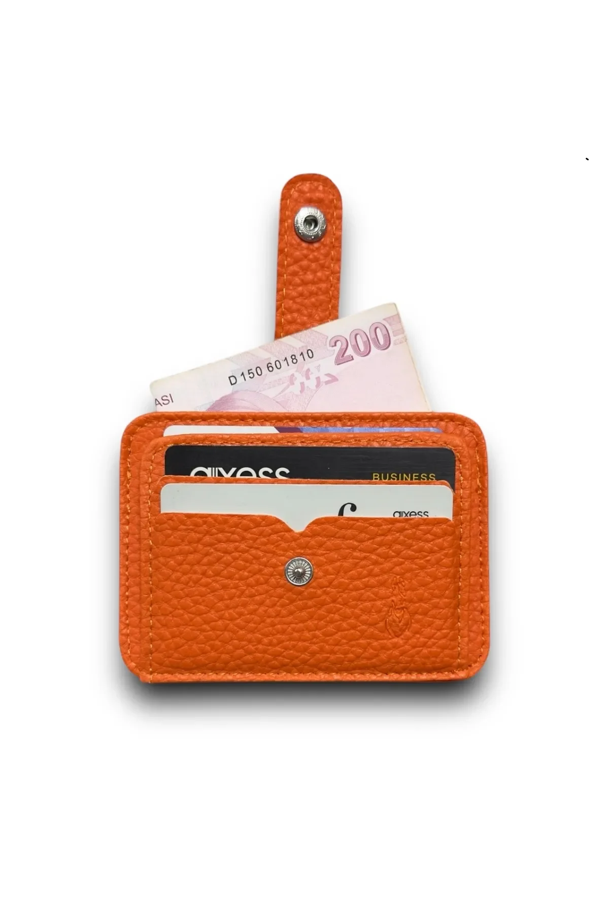 Vegan Leather Unisex Orange Card Holder - Stylish Design, with Gift Package