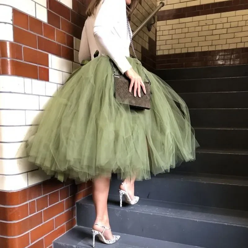 Arygreen Mid tiulowe spódnice Plus Size kobiety 2021 moda warstwowa spódnica formalne potargane dziewczyny Tutu spódnica sesja zdjęciowa spódnica urodziny — zdjęcie 2