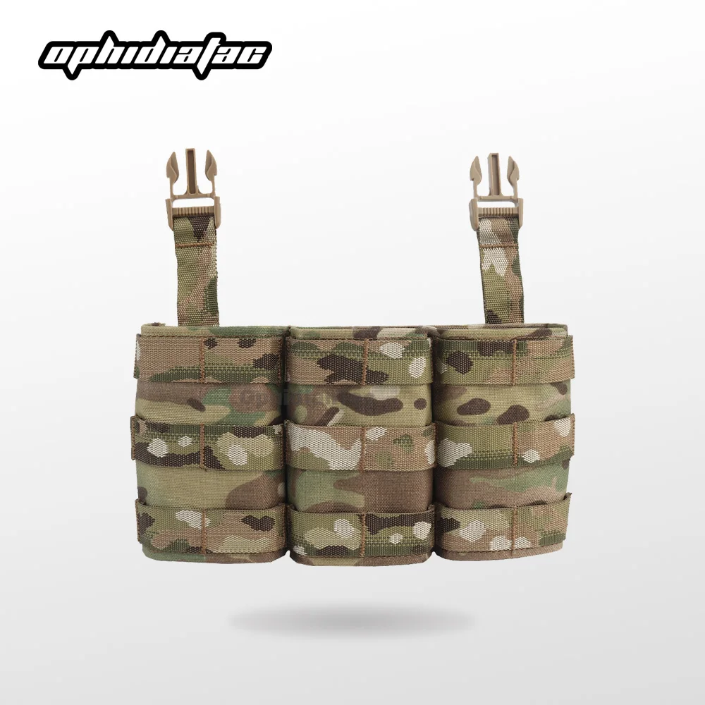 

OphidianTac FAST 5.56 Triple Mag Pouch Long Plate Carrier Front Panels M4 AR15 Magazine Holder Airsoft Vest Accessories