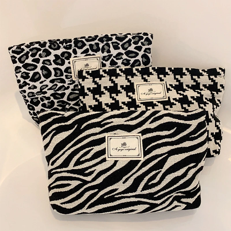 Leopard print cosmetic bag thickened storage wash out travel convenient clutch cosmetic bag washable multi-function