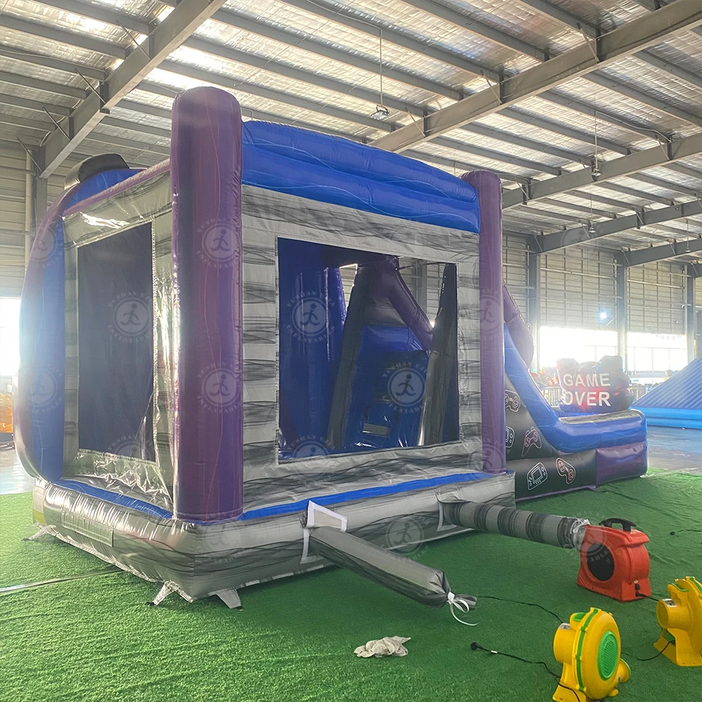 Casa de rebote inflable con temática de juegos de aventura de nivel grande de 26 pies/8M tobogán de agua Castillo de rebote de salto portátil para chico Pary