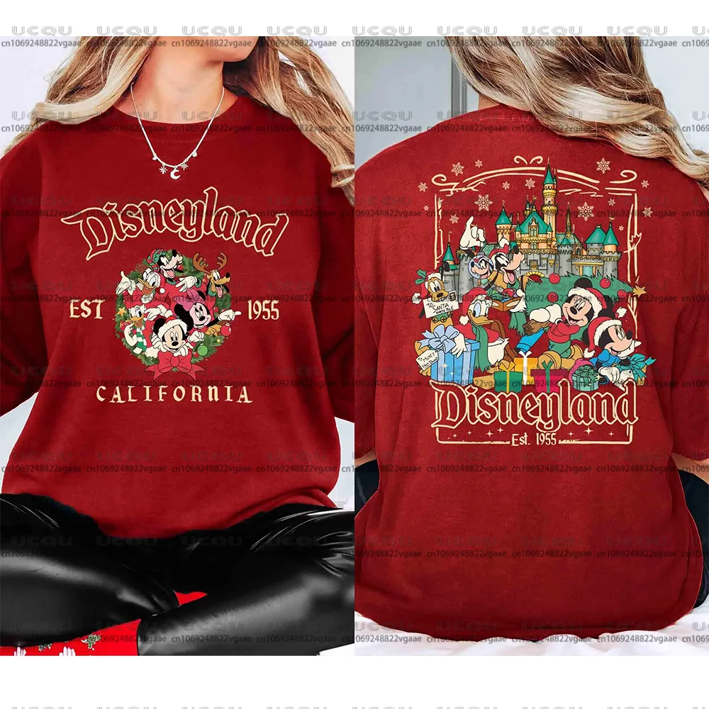 ديزني عطلة الفتيات أفضل Y2k حفلة الأسرة ميكي ديزني وورلد فريندز تي شيرت هدية عيد الميلاد هوديي عيد الميلاد البلوز عيد الميلاد المحملة