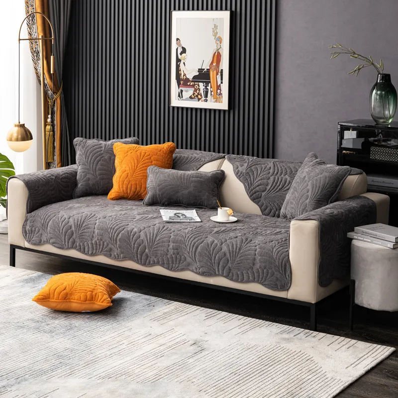 Superzachte korte pluche fleece bankhoes, anti-kras honden- en kattenbankbeschermer, antislip bankbeschermer geschikt voor 1/2/3-zits, L/U-vormige hoekbank