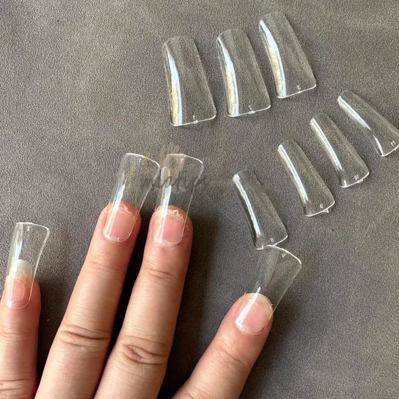 Faux ongles en forme de canard Long, couverture complète, Extension à pression, Capsule acrylique française, fournitures pour ongles, 120 pièces/boîte