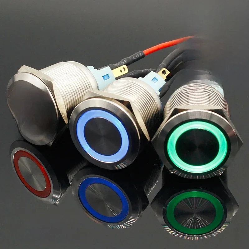 1PC Bunte Nützliche Durable 5V 12V 24V 220V 22mm LED Power Push Button Switch momentary/Rast Wasserdichte Metall Self-Locking