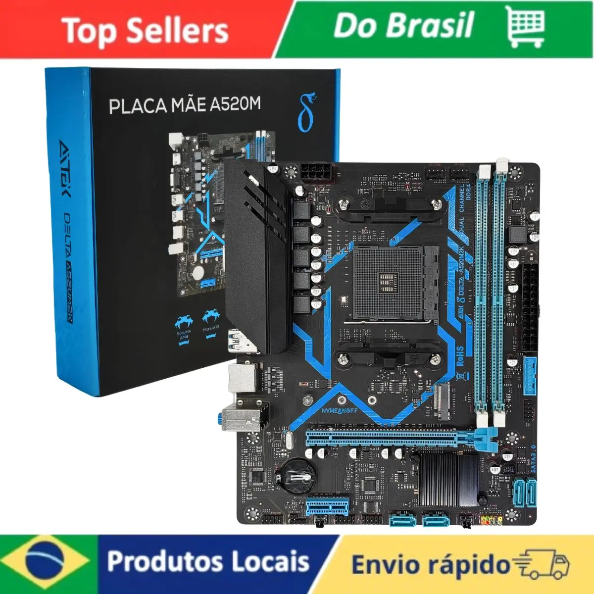 اللوحة الأم A520M Micro-ATX المتوافقة مع AMD Ryzen PCIe 4.0 M.2 NVMe/NGFF Aitek DELTA-A520M2K