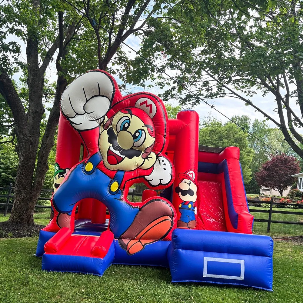 Custom Inflatable Bouncer Kids Bouncy House With Slide Combo Comic Bounce House Jump Castle With Air Blower For Outdoor Party