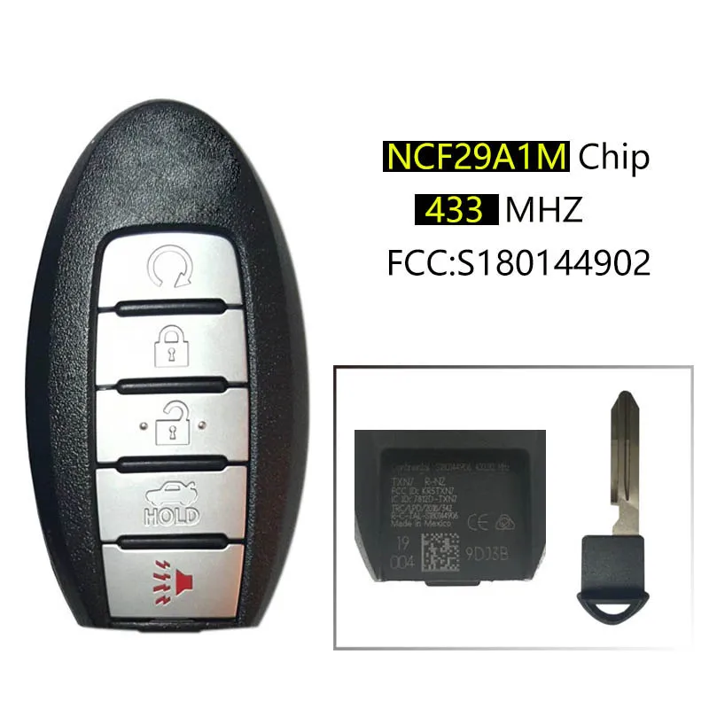 

CN027081 5 Button Keyless Entry Smart Key Fob For Maxima 2019-2020 Replacement Auto Remote 433Mhz FCCID S180144902
