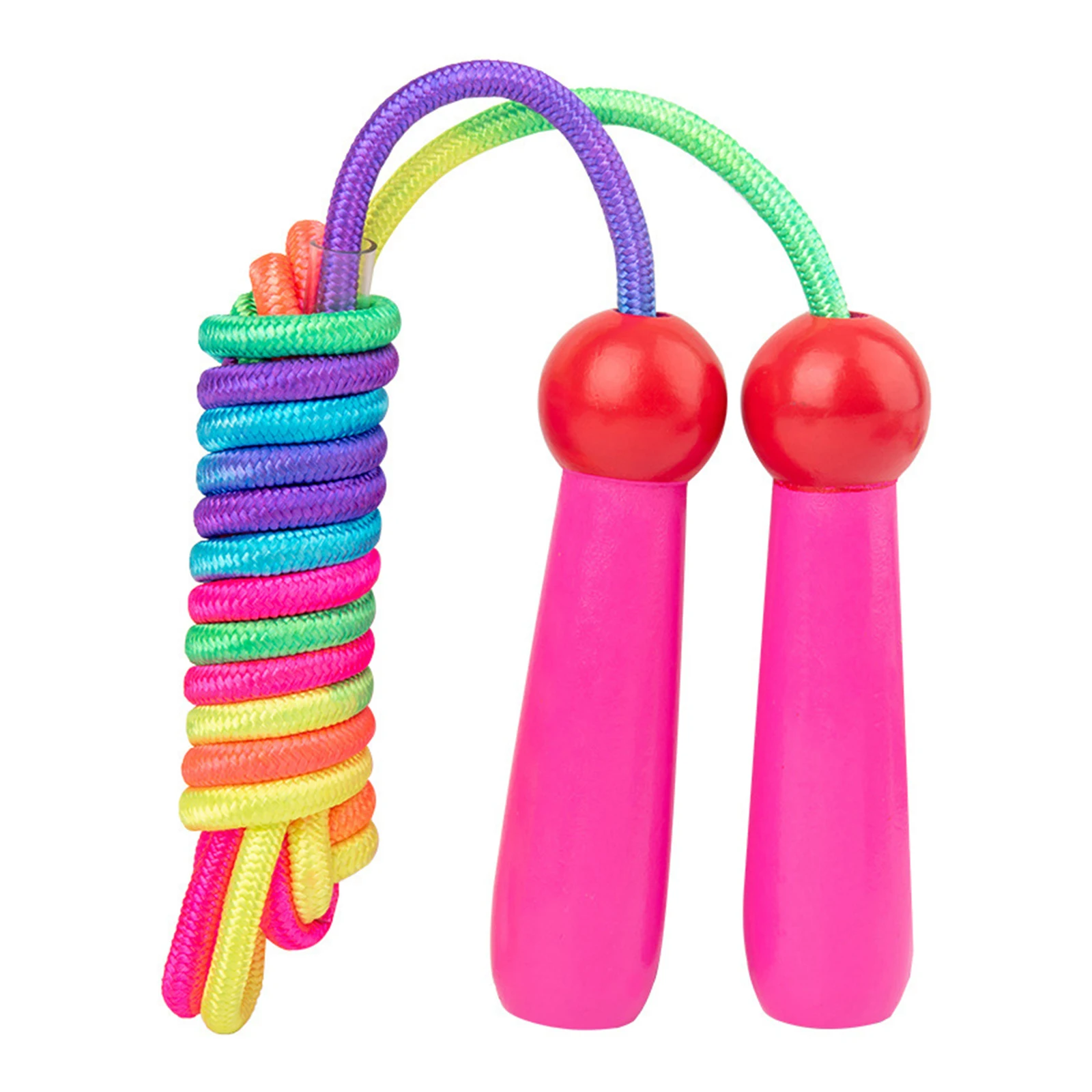 Rainbow Skipping Rope Kids, Adjustable Skipping Ropes for Children,Wooden Handle Skipping Rope for Girls/Boys Exercise Jump Rope