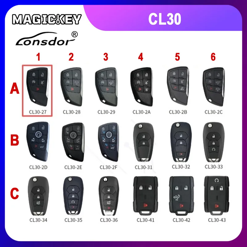 LONSDOR CL30 Remote Key 4/5/6 Buttons Supports ID46 ID49 ID4A 315MHz 433MHZ for Chevrolet