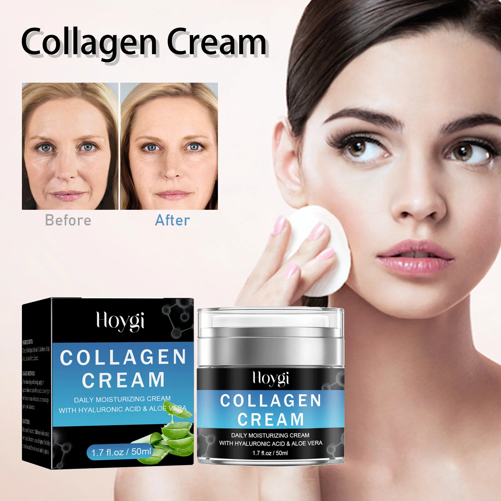 Hoygi 50ml Collagen Anti Aging Face Cream Fade Wrinkle Firming Skin Moisture Reduce Fine Line Nourish Brighten Repair Face Cream