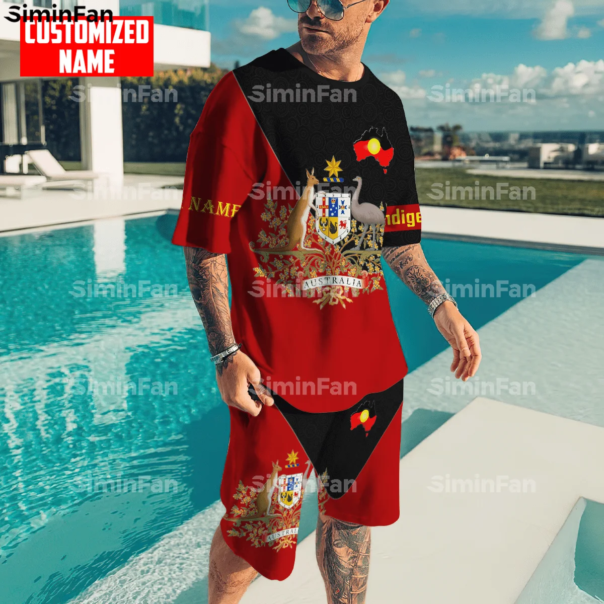 

Футболка и шорты с принтом из флага аборигенов и Австралии