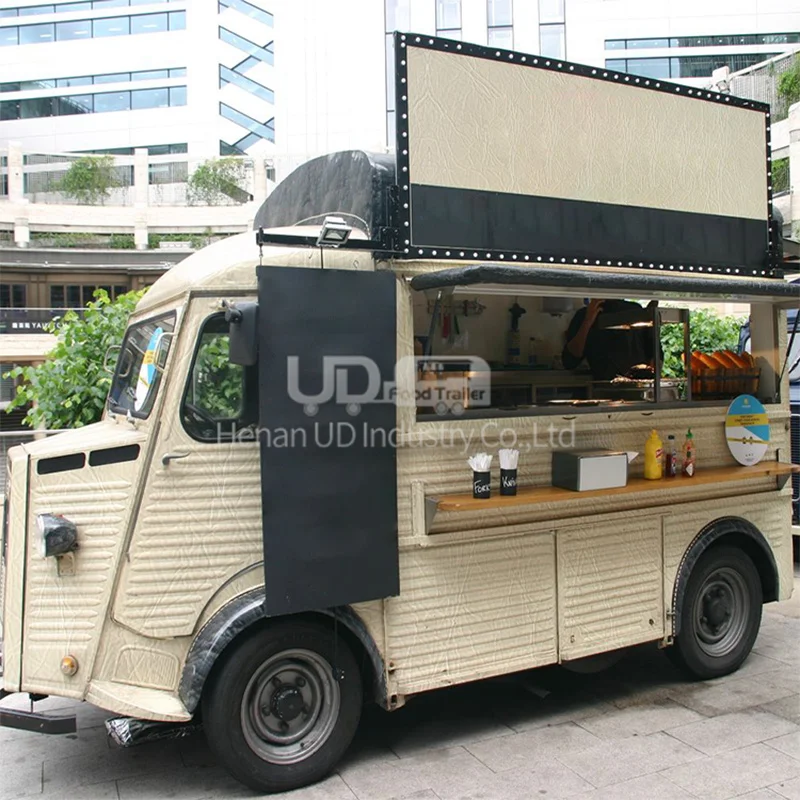 Camión de comida móvil Vintage, camioneta de comida de calle eléctrica, carrito de comida móvil para desayuno, café, cocina, venta de fábrica, totalmente equipado
