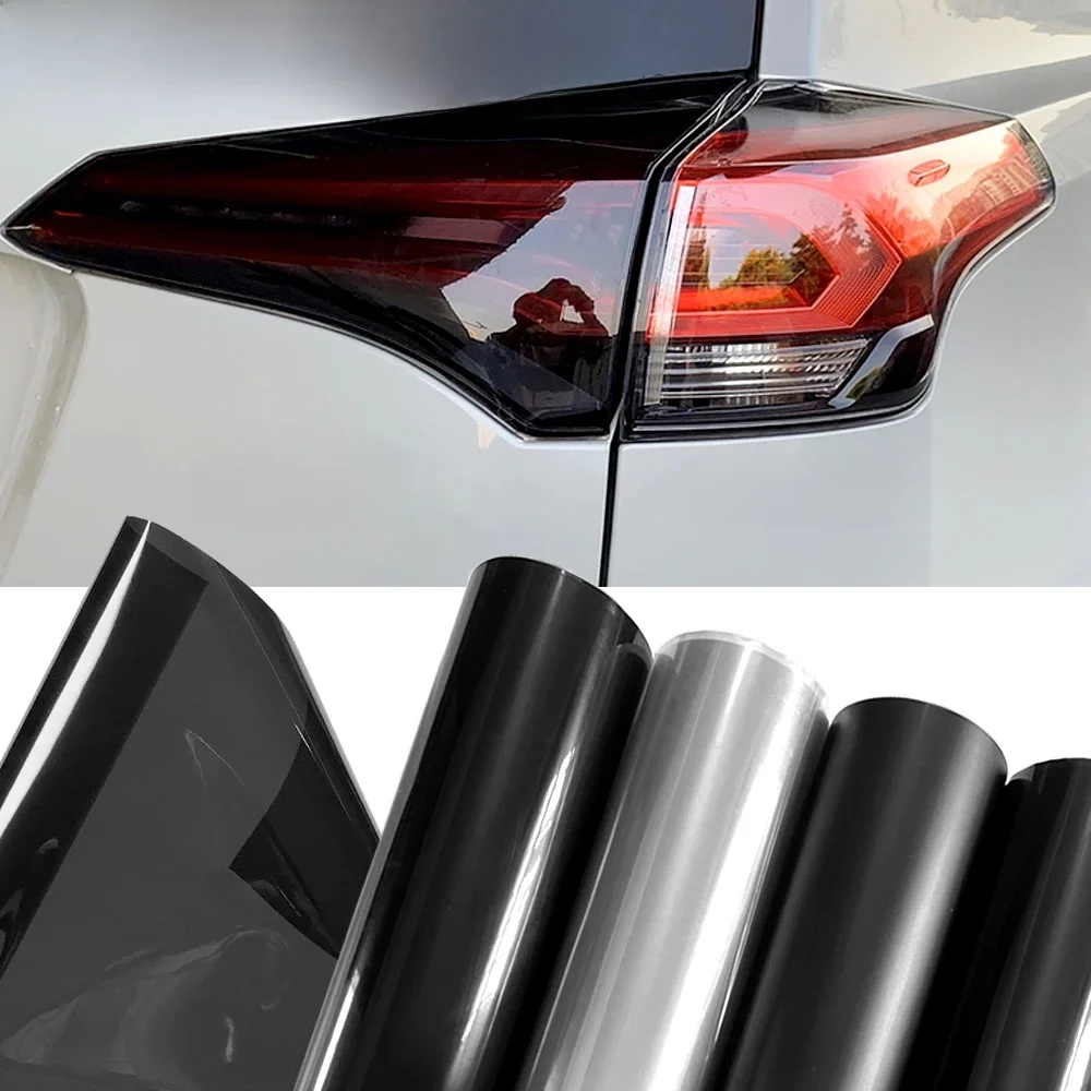 30*200 cm Auto Koplamp Tint Mistlamp Achterlicht Waterdichte Stickers Auto Mistlamp Achterlicht Rook Zwart Achterlicht stickers - afbeelding 2