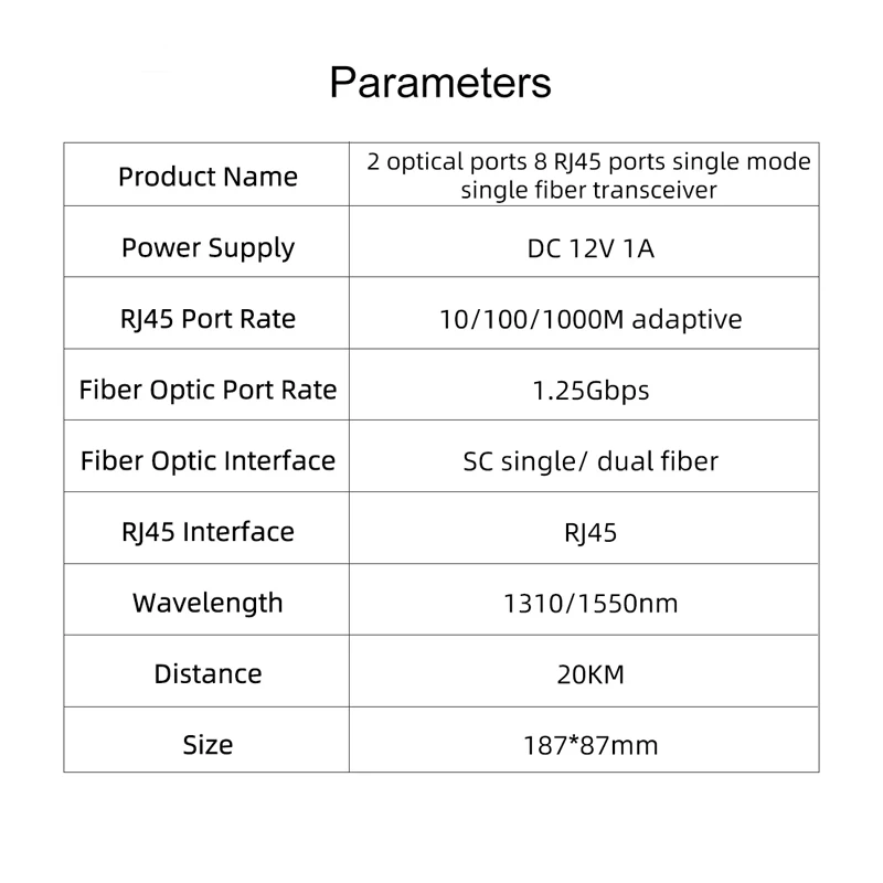 Imagem -06 - Interruptor de Fibra Ethernet 10 100 1000m Rj45 sc Gigabit Fibra Óptica Conversor Pcba Board Conversor de Mídia Óptica de Modo Único