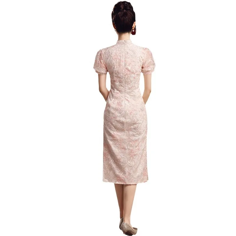 Lace toast dress bride new pink engagement dress dress new Chinese cheongsam return home toast dress