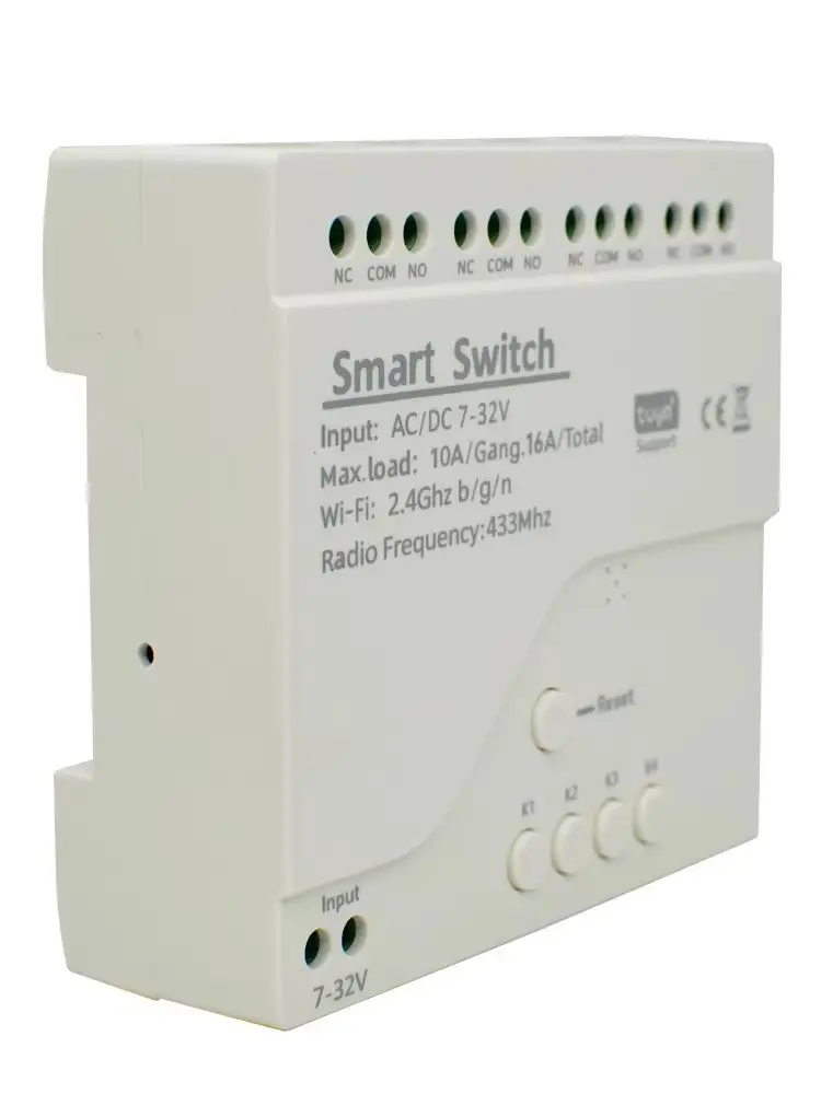 Moduł inteligentnego bezprzewodowego przełącznika WiFi 4-kanałowego 7-32V 85-250V 220V 110V 2200W RF433 4-kanałowy odbiornik współpracujący z Tuya Alexa — zdjęcie produktu 7