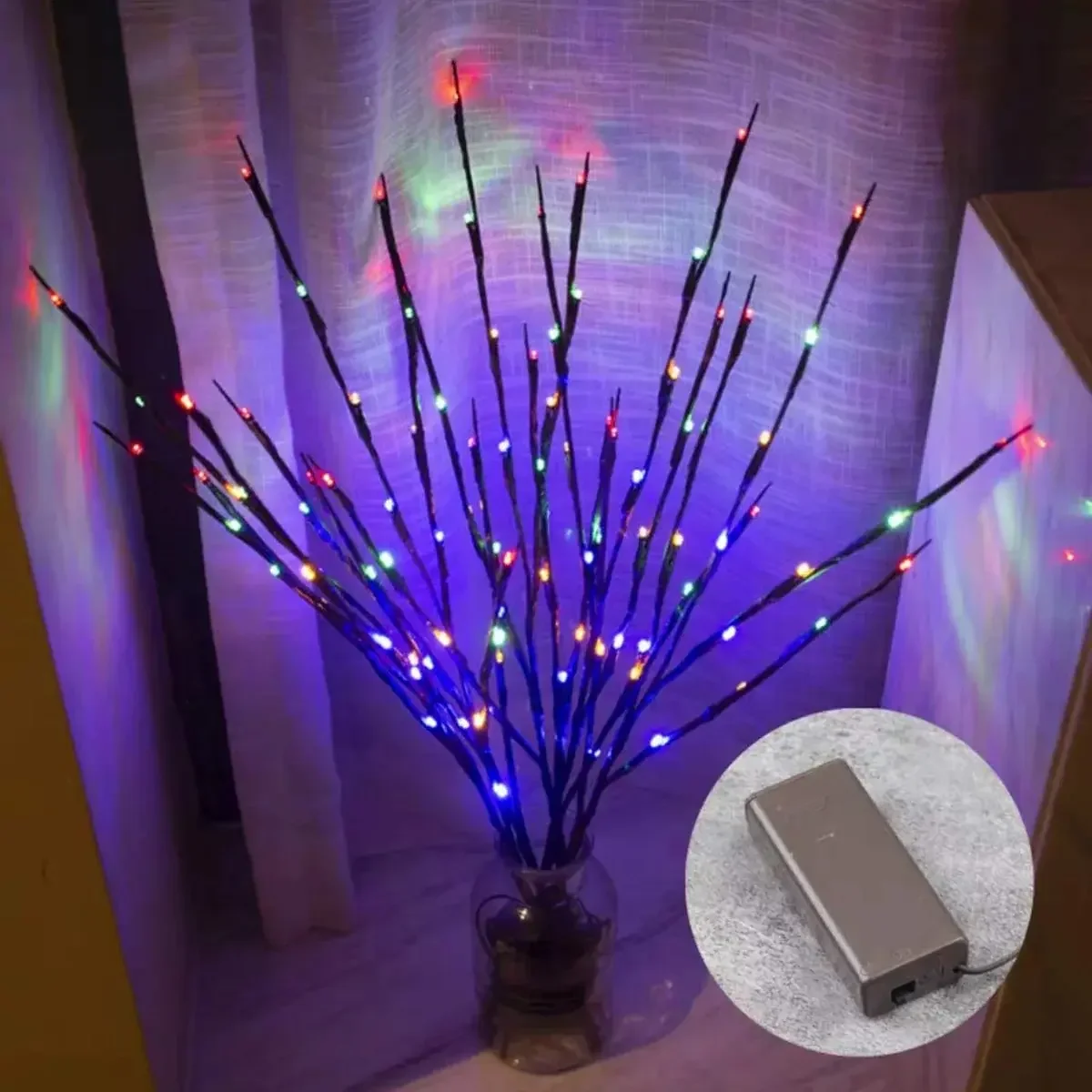 1 szt. 20LED światła gałąź drzewa zasilanie bateryjne gałązki światła do domu wewnątrz wazonu świąteczna dekoracja świąteczna — zdjęcie 2