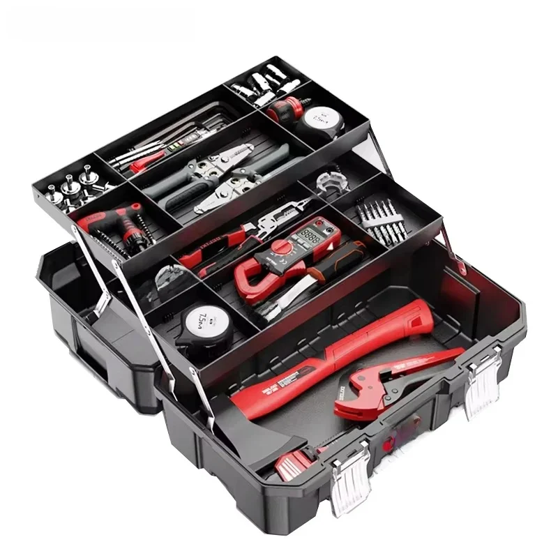 Industrial Grade Tool Box Multifunctional Hardware Art Box Electrician Multi-Layer Folding Organizer for Storage
