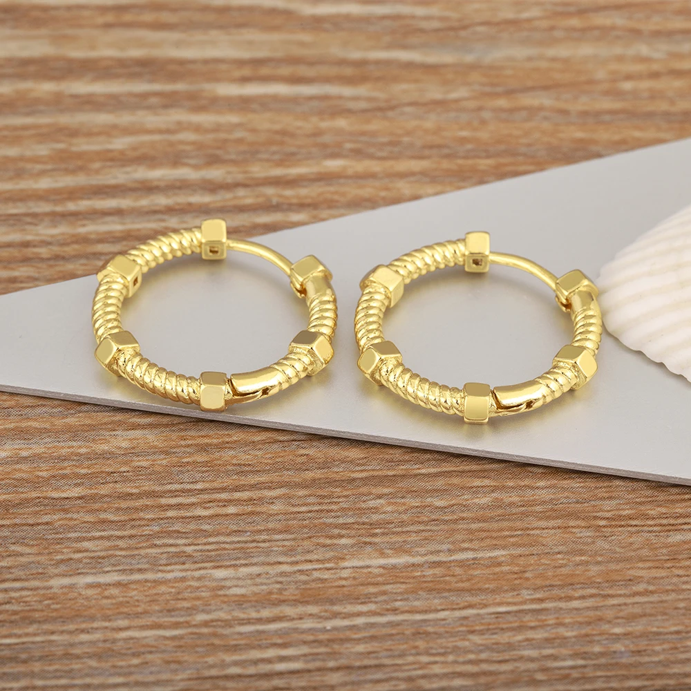 Nidin Classic New Design Simplicity Style Copper Big Circle Hoop Charm Earrings For Women Daily Party Vintage Ear Jewelry Gifts image 4