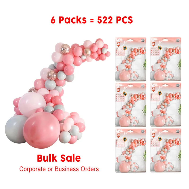 522PC Party Balloon Set - Featuring 87PC Latex Balloons: 4 Rose Gold Confetti (11.8''), 80 Matte in Various Colors for Festive