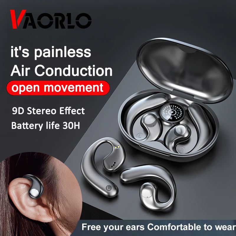 Air Conduction TWS Wireless Headphones Stereo Outdoor Sports Running Bluetooth 5.3 Earphones Ear-Hooks Noise Cancelling Headsets