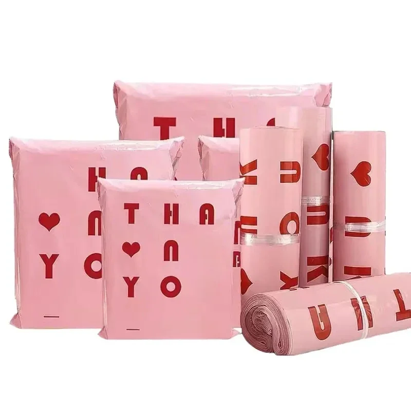 INPLUSTOP 20 stks/partijen Roze Koerier Zakken Dikker DANK U Plastic Verzending Zakken Self Seal Enveloppen Post Kleding Mailing Pouch - afbeelding 2