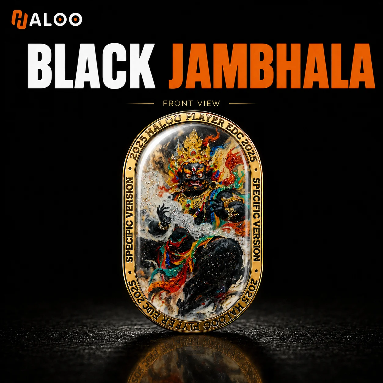 HALOOPLAYER EDC custom DIY BLACK JAMBHALA Metal Stainless Steel Finger Spin Premium Toy Dual-Layer Push Mechanical Fidget slider