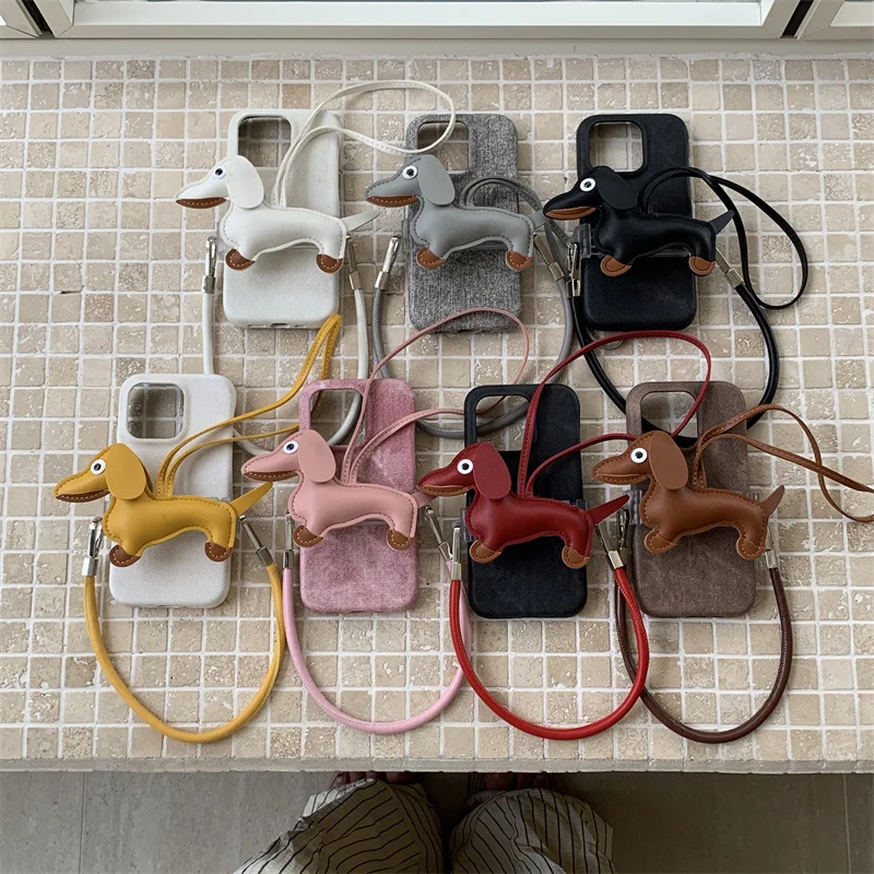 

Cute Back Clip Crossbody Phone Case For iPhone 16 Pro 15 12 13 14 Pro Max Cover with Hand Rope Strap Fabric Cases For Apple 16