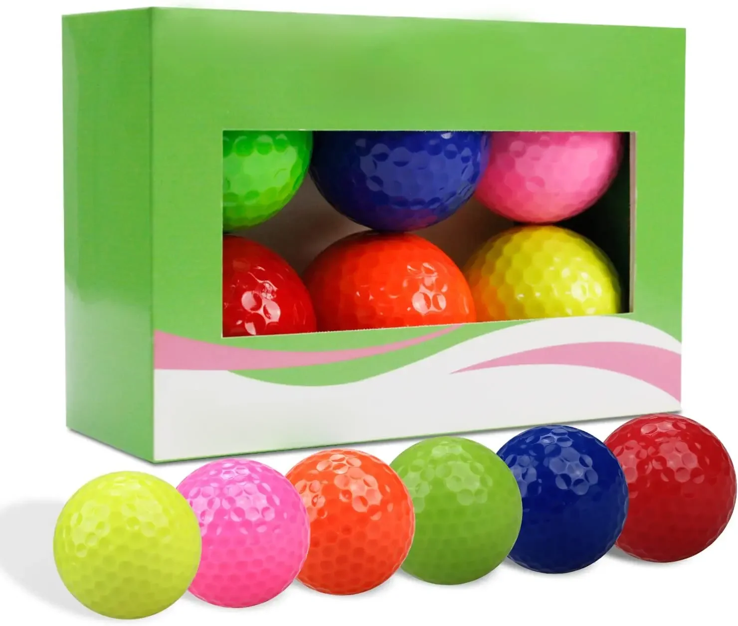 CRESTGOLF 6 sztuk/paczka Kolorowe mini piłki golfowe Dwuczęściowe piłki do ćwiczeń golfowych Treningowe golfowe Pelotas — zdjęcie 2
