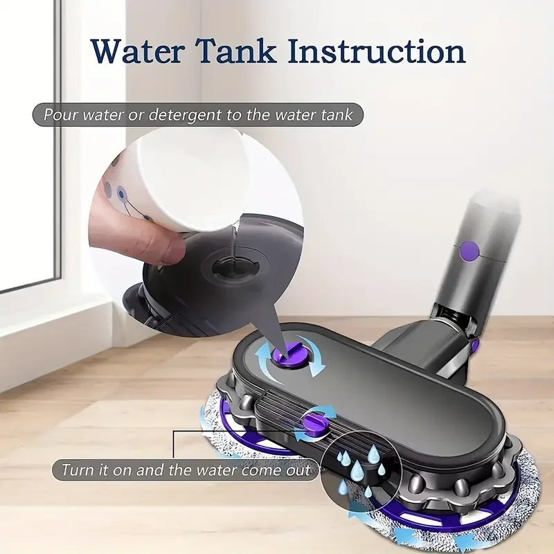 Electric Mop Head For Dyson V7 V8 V11 V10 V15 Vacuum Cleaner Accessories Attachment With Water Trank with Red Trigger image 5