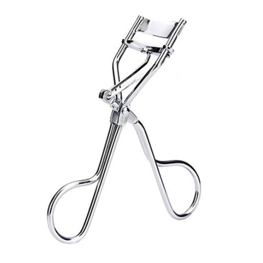 1PC Silver White Eyelash Curler Clip Stainless Steel Eyelash Extension Eye Curling Cosmetic With Silicone Strip Makeup Tools