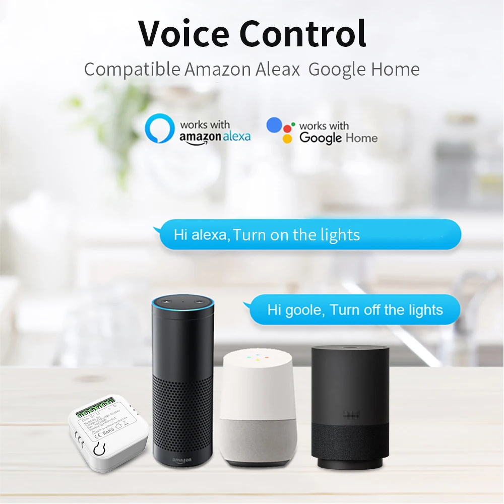 Wifi MINI Smart Switch 2 Way Control 10A Switch Tuya Smart Home Automation Sensor Works With Alexa Google Home