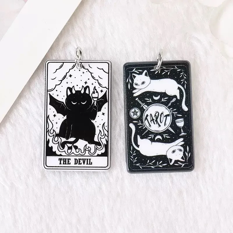 22 Pieces Acrylic Cartoon Simulation Board Game Tarot Cat Series DIY Earrings Necklace Keychain