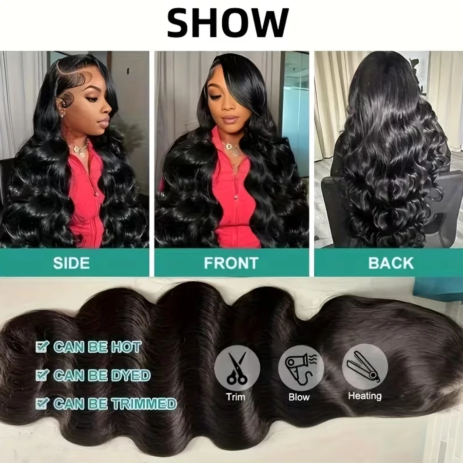 13x4 13x6 الجسم موجة الدانتيل الشفاف الجبهة الباروكات شعر الإنسان قبل قطعها 250 الكثافة HD الدانتيل أمامي غلويليس الباروكات مع شعر الطفل