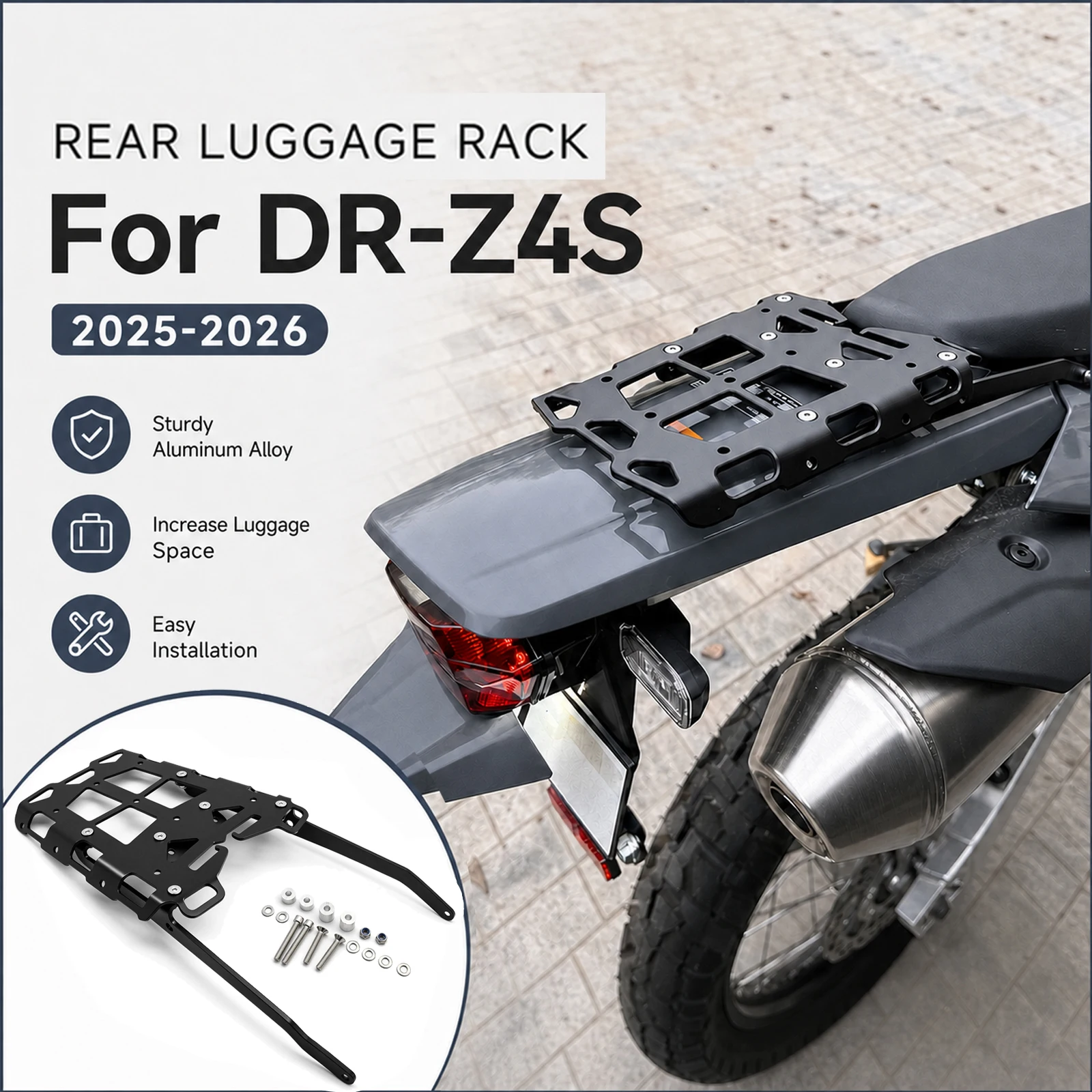 Motorcycle Rear Cargo Rack Tail Pannier Support Bar Luggage Bag Saddlebag Bracket For DRZ-4S 2026 DRZ4S 2025 DRZ4S DRZ 4S