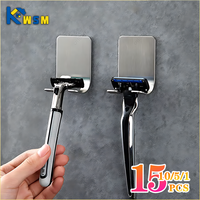 1-15PCS No-Punch Razor Holder Adhesive Razor Storage Hook Bathroom Razor Waterproof Wall Hook Bathroom Shelf Razor Holder