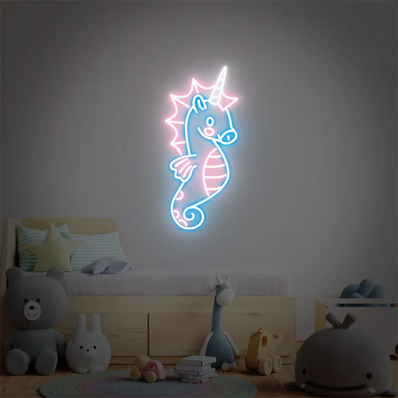 Sea horse Neon Sign hippocampus Animal Neon lights | Hanging Wall Art| hippocampus Wall Decor| Kid room decor