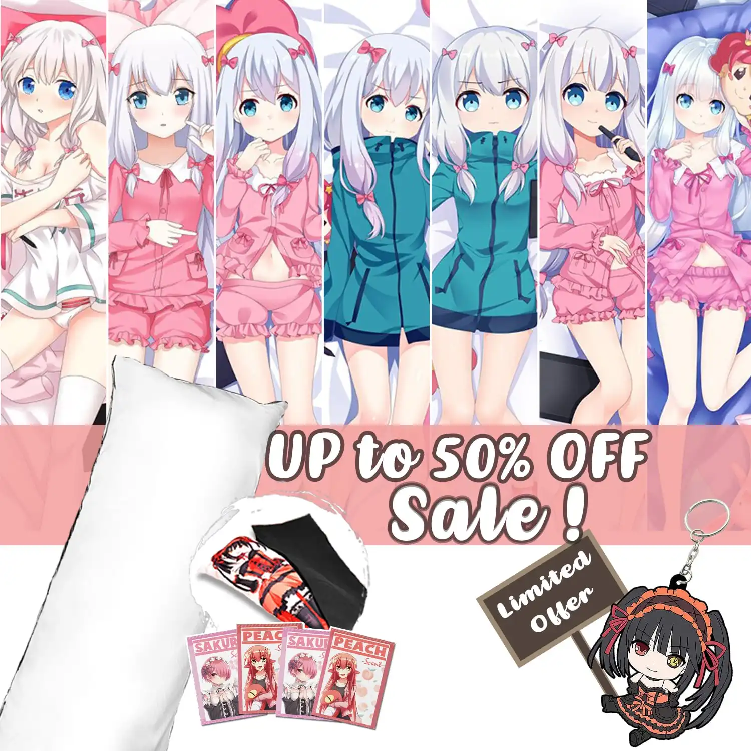 Hobby Express Anime Dakimakura Japanese Otaku Waifu Life Size Hugging Body Pillow Cover Case Doublesided Eromanga Sensei Club