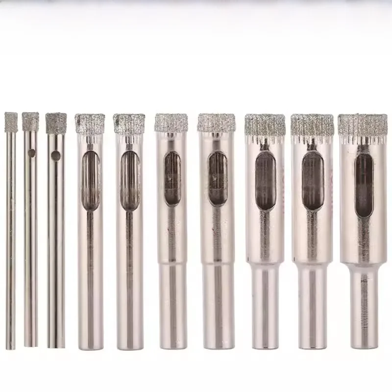 Jeu de forets de scie cloche à noyau revêtu de diamant, 10 pièces pour carrelage en verre 3/4/5/6/8mm pour carrelage, céramique, verre, accessoires Dremel