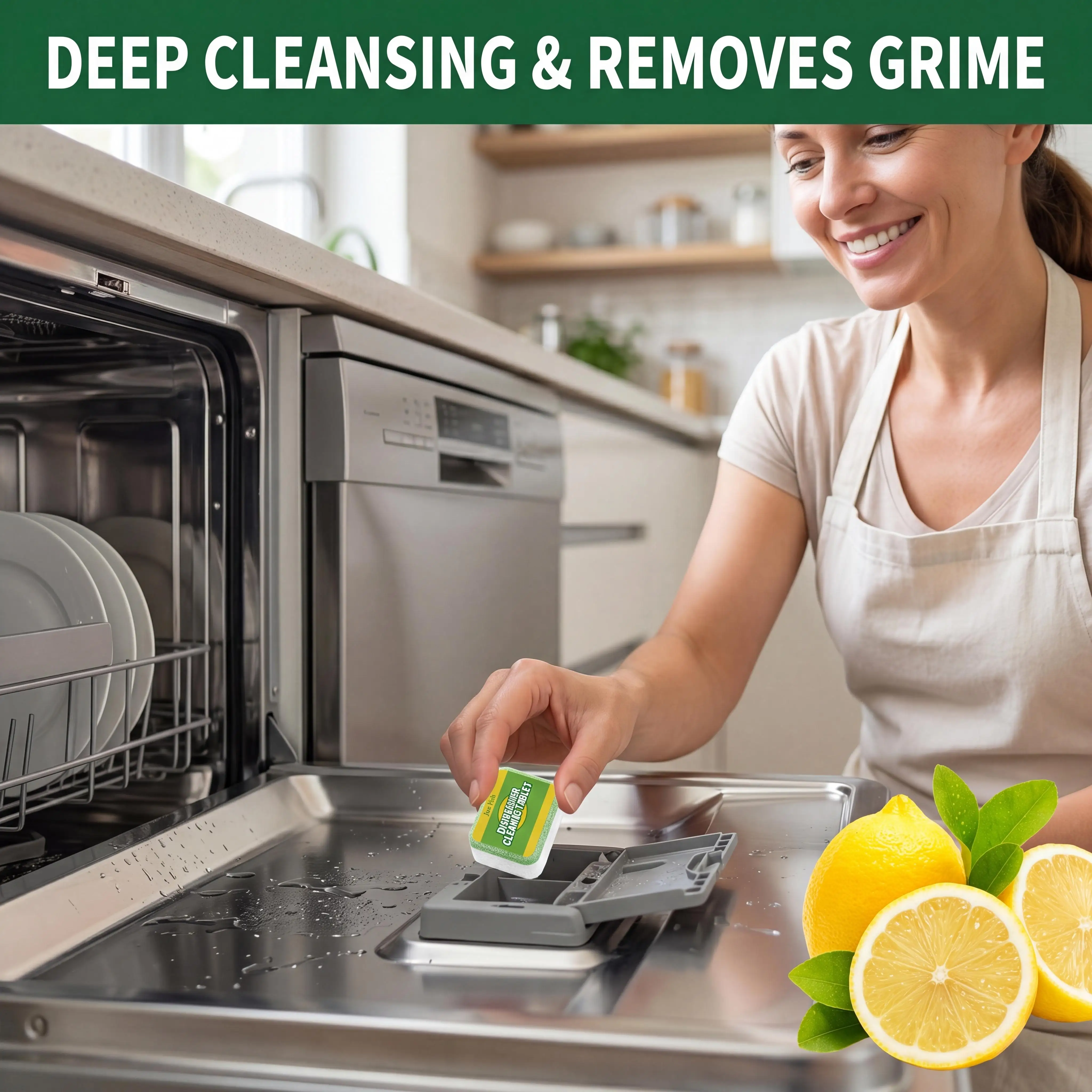 Dishwasher Cleaning Tablets Deep Descaler Formulas Strong Oil Stain Dirt Grease Removal Descaling Tablets Deodorize Kitchen Cleaning Tools for Dishwasher Washing Machine