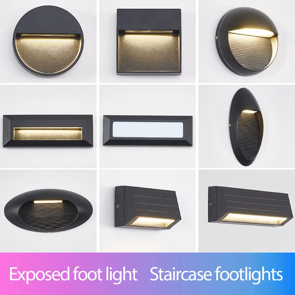 3W 5W 6W Outdoor/Indoor LED Step Light Waterproof Stair Lights Aluminum Embedded Staircase Corner Lamp Footlight 220V IP65