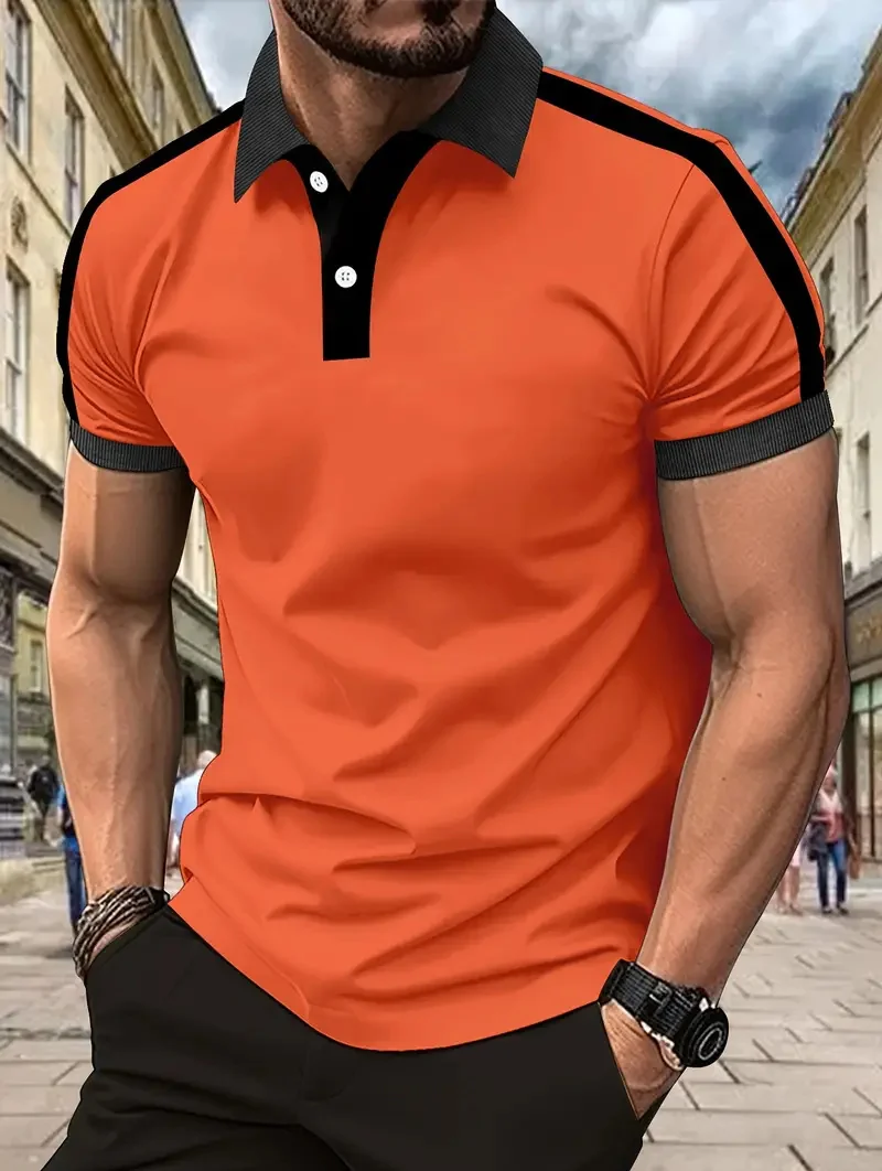 POLO de manga corta con solapa para hombre a la moda de verano para hombre, POLO de negocios transpirable y cómodo