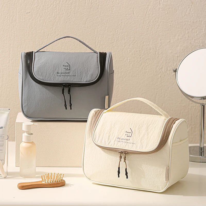 Taslon toiletries bag, travel waterproof, portable women's makeup bag, large capacity toiletries storage
