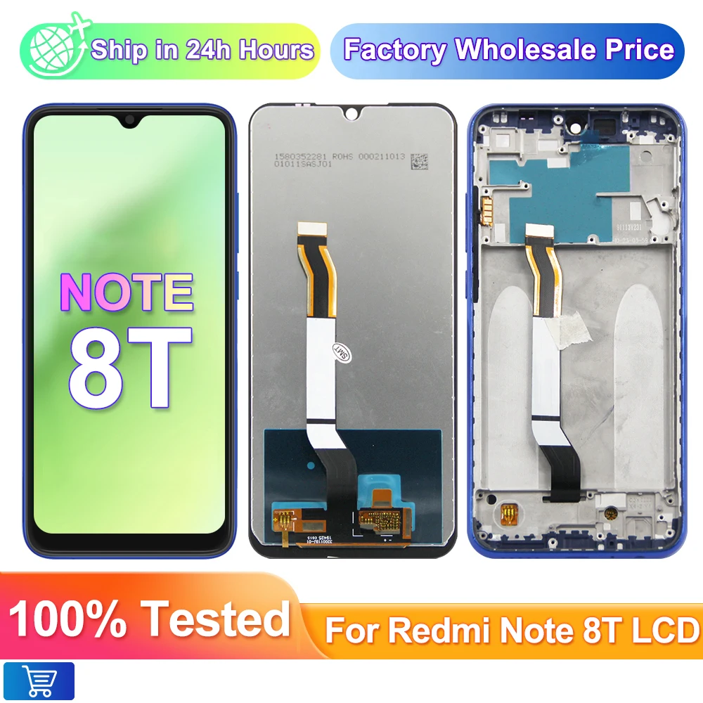 

100% Tested 6.3" For Xiaomi Redmi Note 8T M1908C3XG Display Touch Screen Digitizer Replacement For Xiaomi redmi Note 8T +Frame