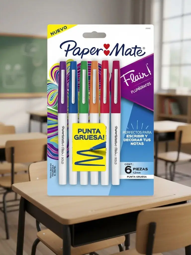 Paper Mate Plumones Flair Bold Punta de Fieltro 6 Colores Surtidos, Multicolor