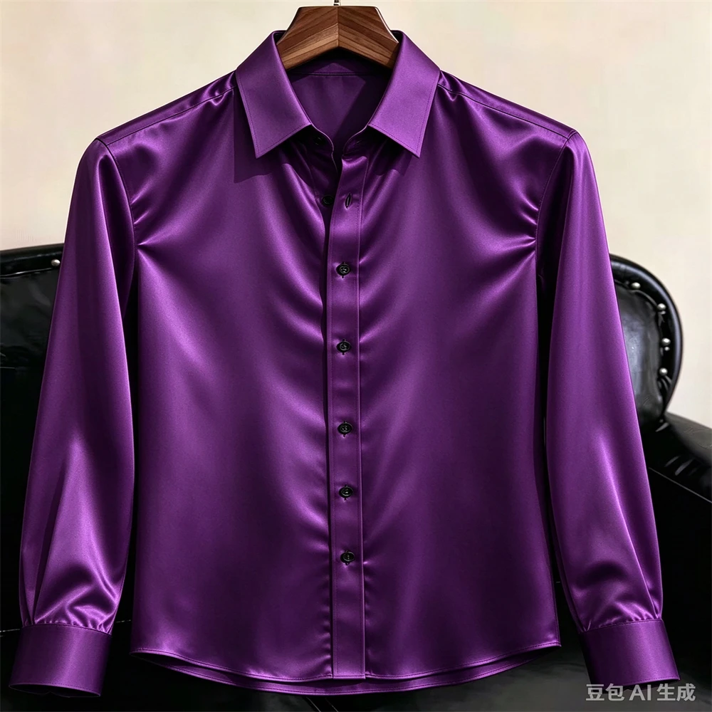 Kemeja Satin Pria Terbaru 2026 - Mens Satin Silk Dress Shirt ulasan dan harga