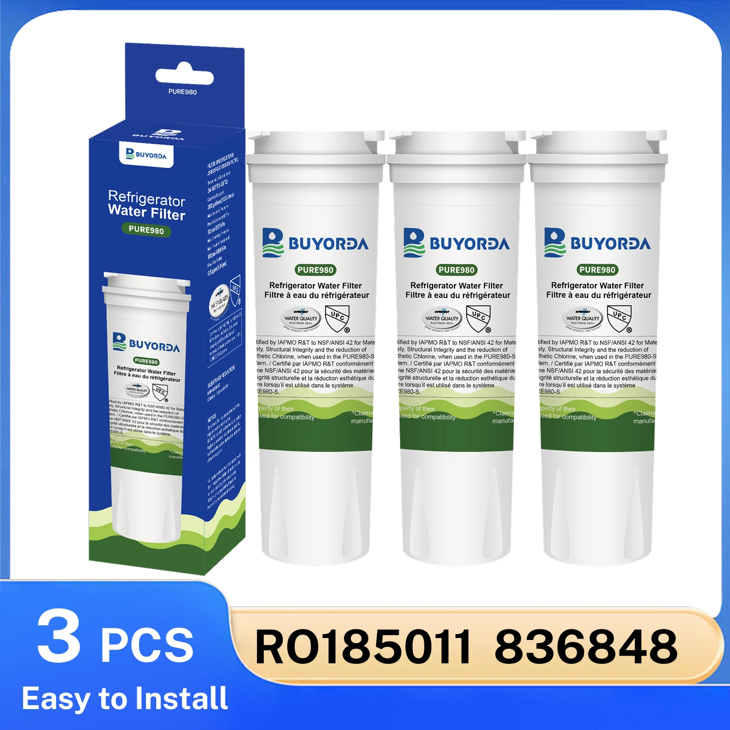 

RWF1080 Refrigerator Water Filter Replacement for Fisher Paykel 836848 836860 Carbon Pure Quick Install Odor Control Home 3 Pack